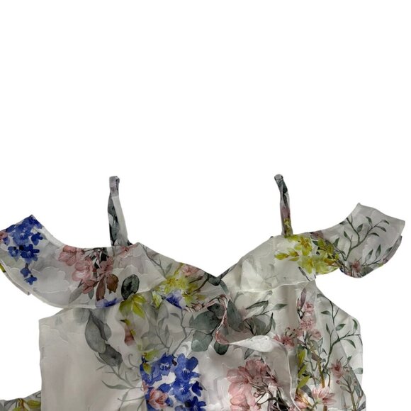 Julia Jordan NEW Floral Ivory Multicolor Hi Low Faux Wrap Maxi Dress Size 16 - Picture 6 of 16
